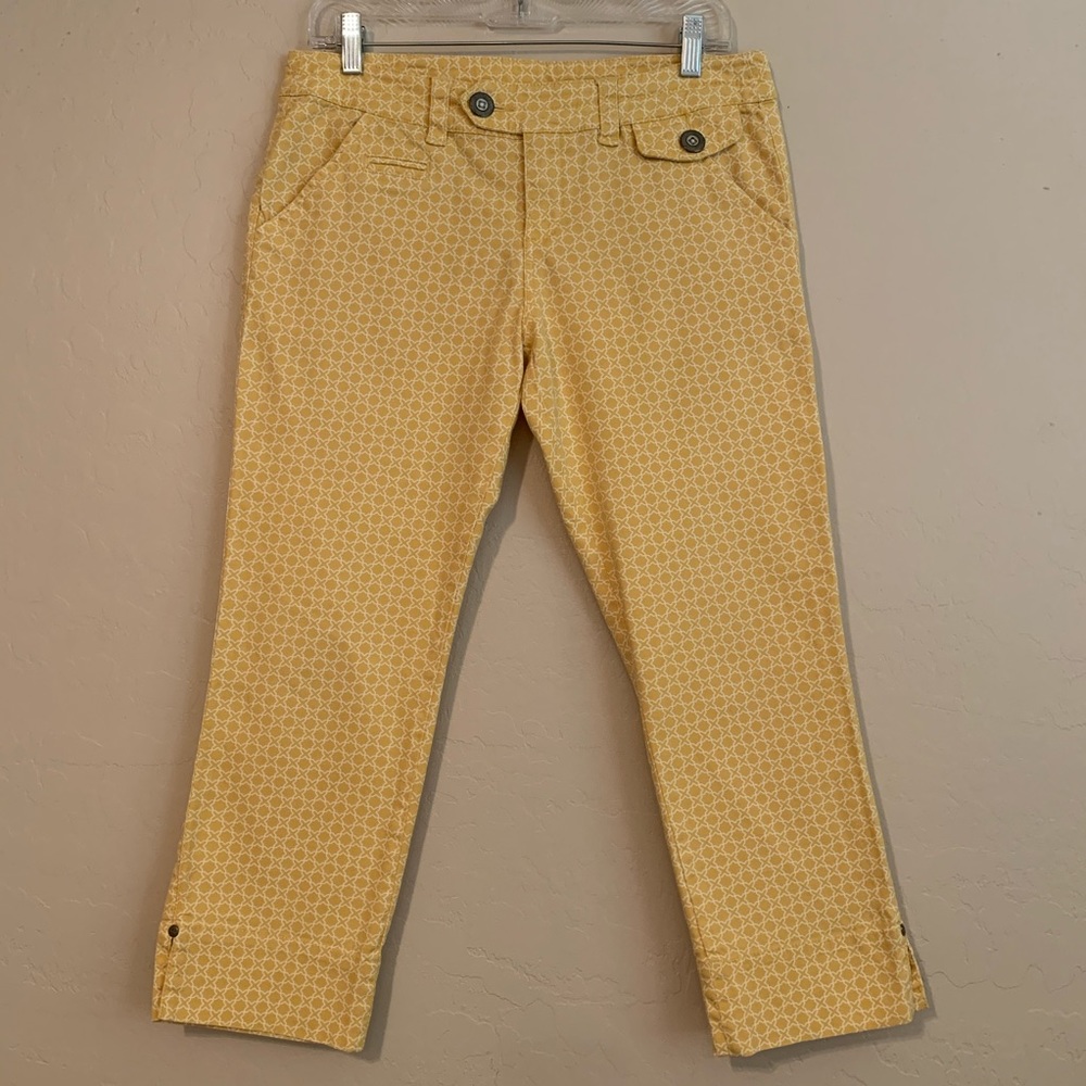 Anthropologie Idra Yellow Print Capri Pants